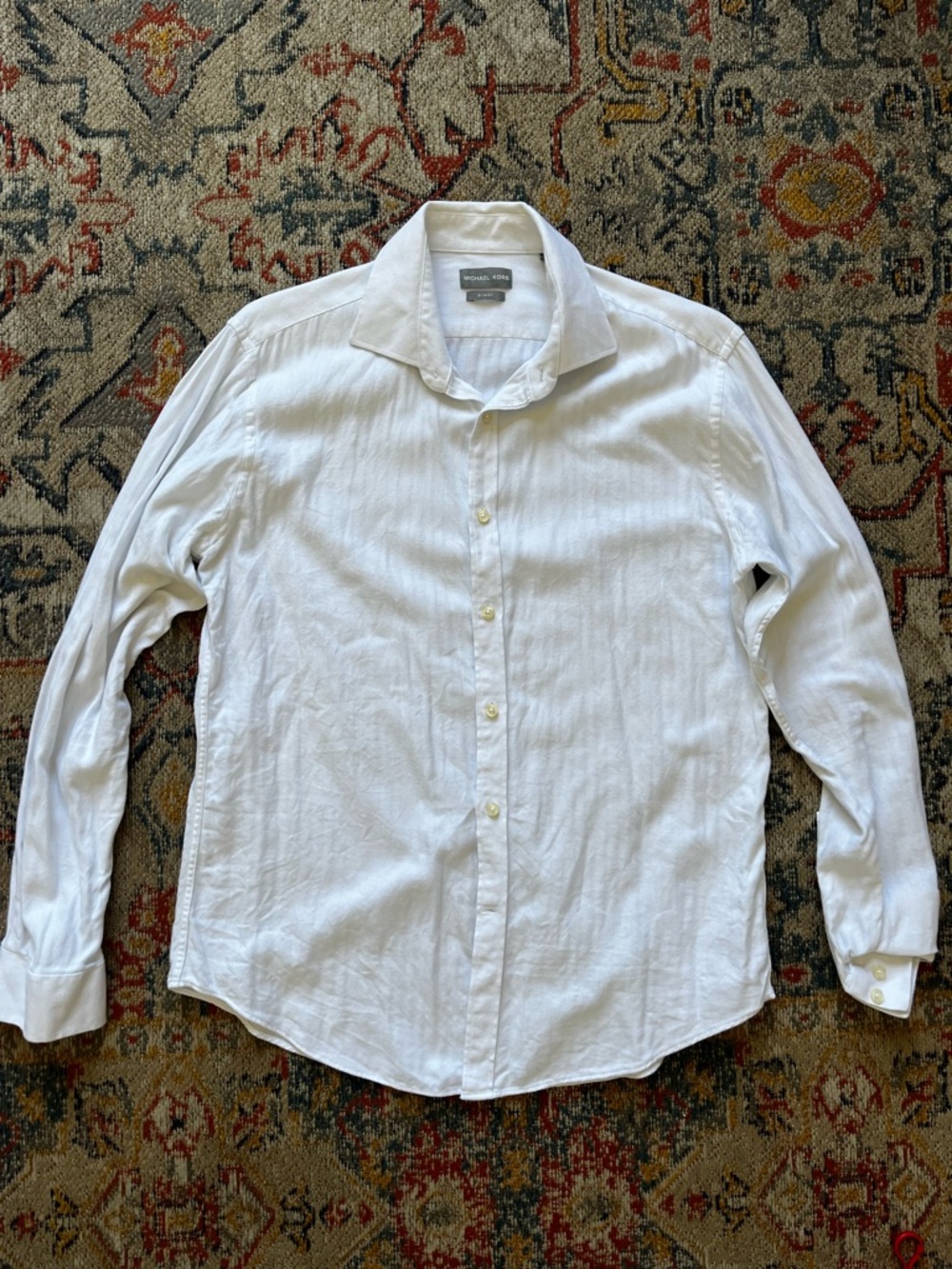 Bundle: 2 Michael Kors White & Pink 100% Cotton Long Sleeve Shirt L